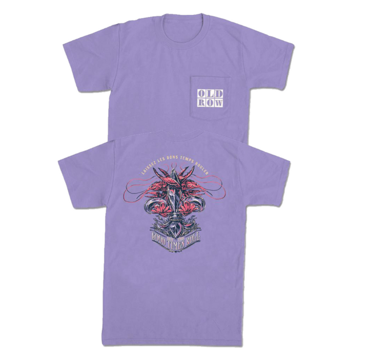 Mardi Gras Good Times Roll Pocket Tee - Grape