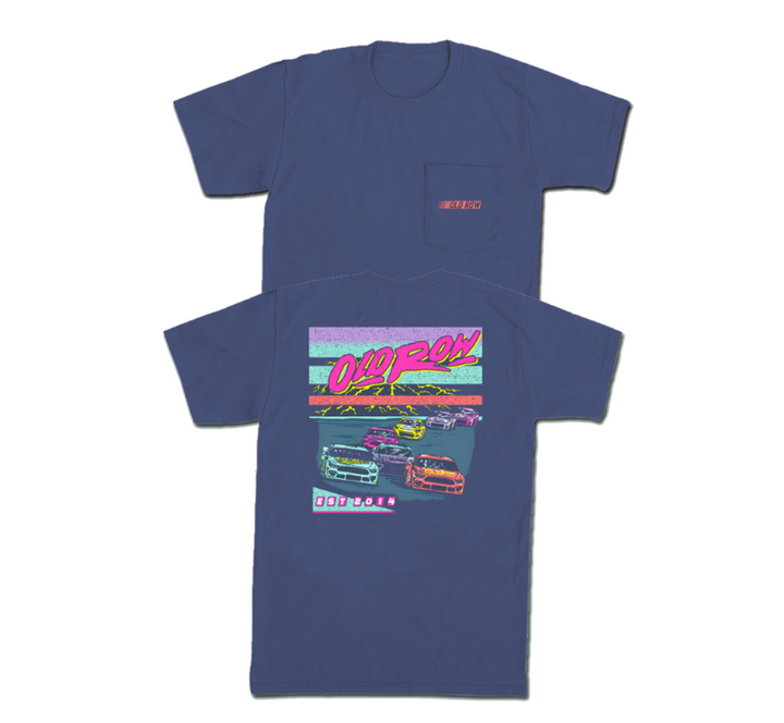 Old Row Neon Racing Pocket Tee - China Blue