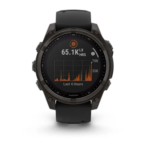 fēnix® 8 – 47 mm, Solar Sapphire, Carbon Gray DLC Titanium with Black/Pebble Gray Silicone Band