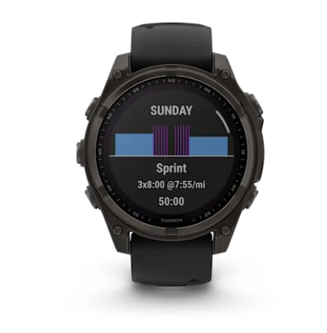 fēnix® 8 – 47 mm, Solar Sapphire, Carbon Gray DLC Titanium with Black/Pebble Gray Silicone Band