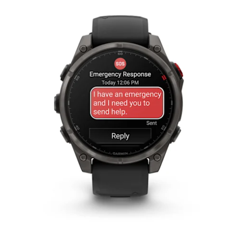 fēnix® 8 Pro – 47 mm, AMOLED Sapphire, Carbon Gray DLC Titanium with Black/Pebble Gray Silicone Band
