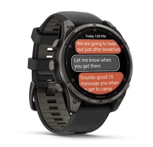 fēnix® 8 Pro – 47 mm, AMOLED Sapphire, Carbon Gray DLC Titanium with Black/Pebble Gray Silicone Band
