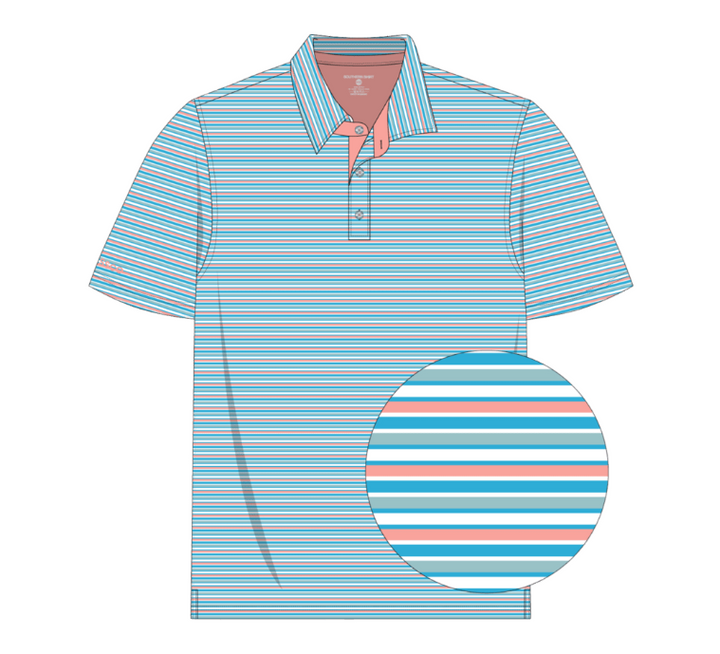 Grant Stripe Polo - Island Coral