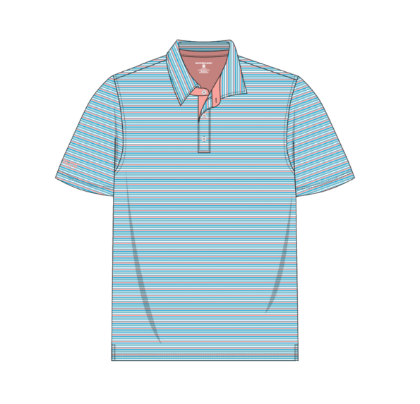 Boys Grant Striped Polo - Island Coral