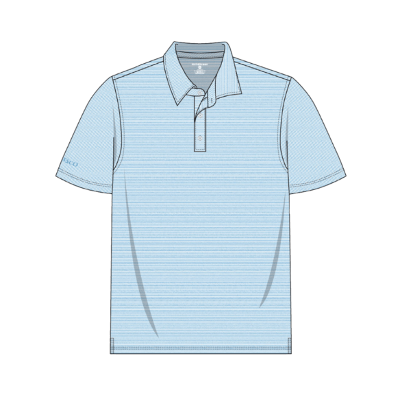 Boys Heather Madison Stripe Polo - Alaskan Blue