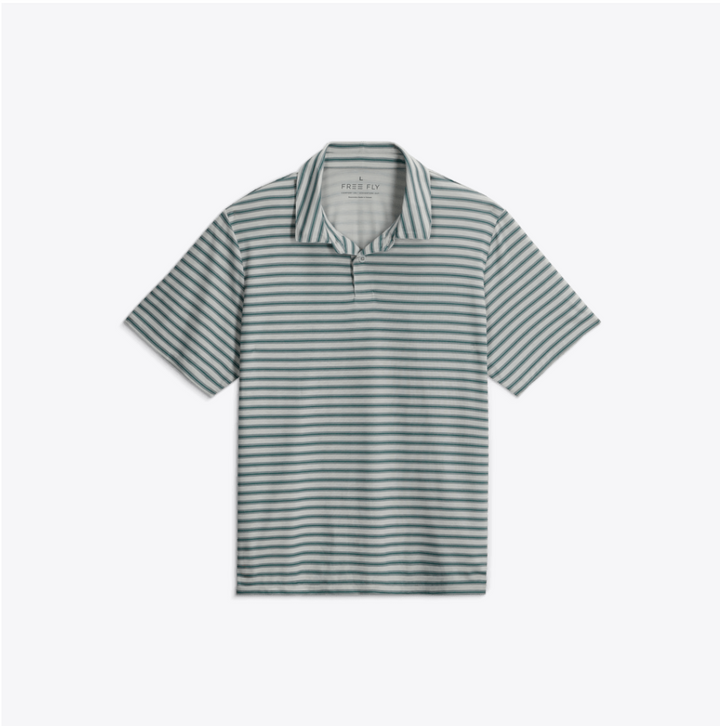 Men's Elevate Polo - Smooth Sailing Stripe Heather Aspen Grey