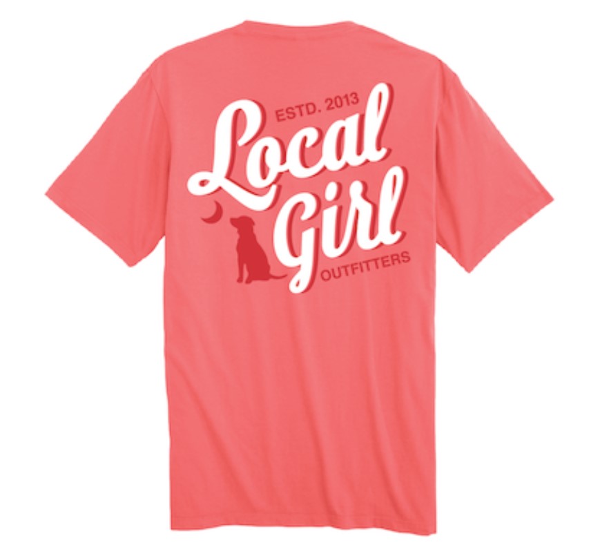 LG Youth Stacked Script SS Tee - Coral