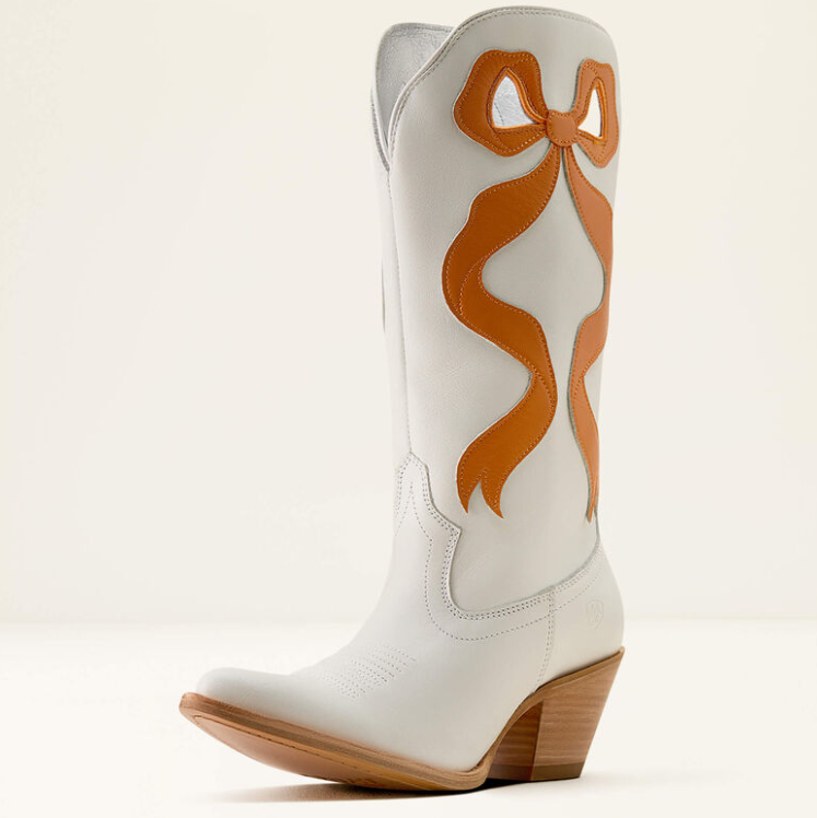 Beaux J Toe Western Boot - Ivory Pearl/ Zesty Orange