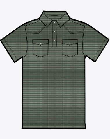 Retro Western Snap Polo - Four Leaf Clover