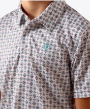 Youth All Over Print Polo - White Southwest Trinagle