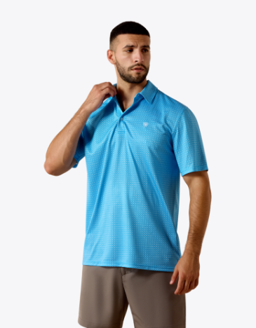 MNS All Over Print Polo - Ibiza Blue Mini Geo Print