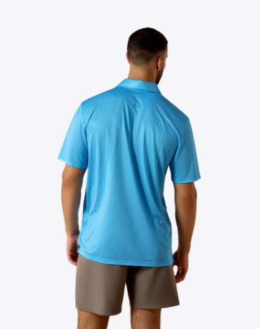 MNS All Over Print Polo - Ibiza Blue Mini Geo Print