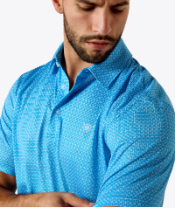 MNS All Over Print Polo - Ibiza Blue Mini Geo Print
