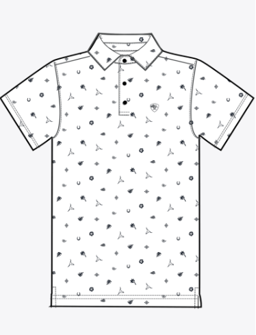 MNS All Over Print Polo - White Western Toss Print