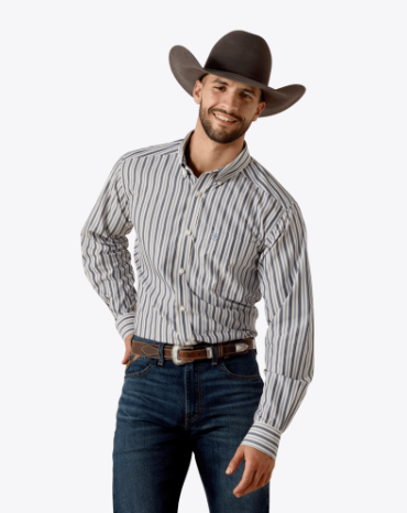 MNS Wrinkle Free Wickham Fitted Shirt - Coastal Fjord Blue Plaid