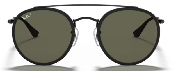Round Double Bridge Polished Black w/ G-15 Green Lense