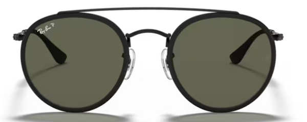Round Double Bridge Polished Black w/ G-15 Green Lense