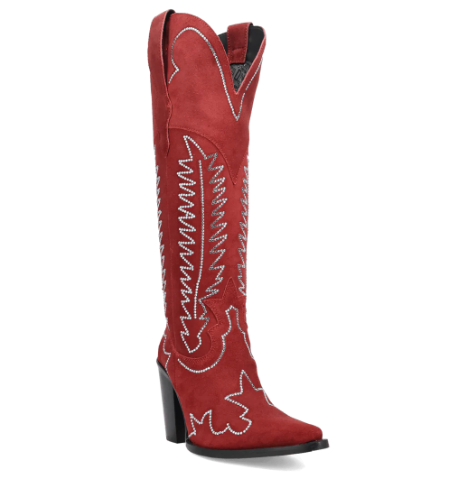 Double Take Suede Leather Boot - Red