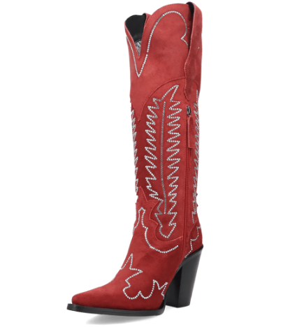 Double Take Suede Leather Boot - Red