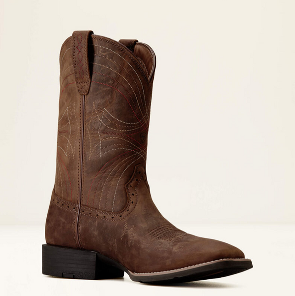 Sport Wide Square Toe Cowboy Boot - Distressed Brown