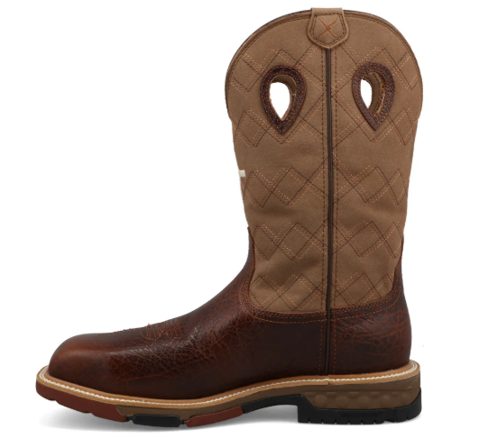 12" Western Work Boot Nano Toe - Rustic Brown & Lion Tan