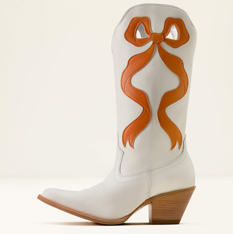 Beaux J Toe Western Boot - Ivory Pearl/ Zesty Orange