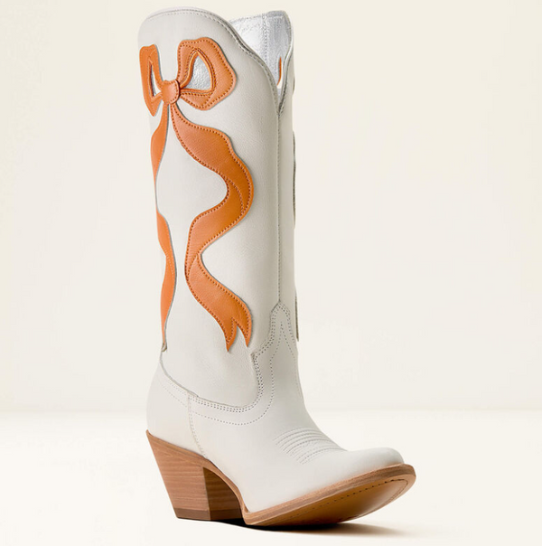 Beaux J Toe Western Boot - Ivory Pearl/ Zesty Orange