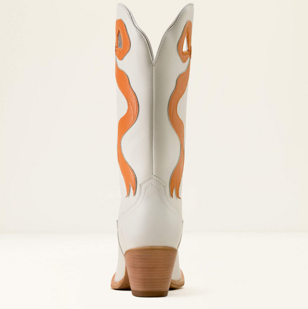 Beaux J Toe Western Boot - Ivory Pearl/ Zesty Orange