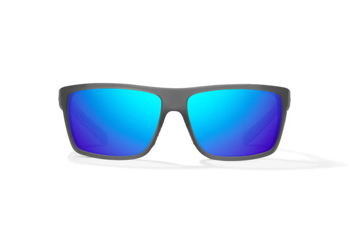 Sigs Matte Dark Gray Glass with Blue Mirror Glass Lenses