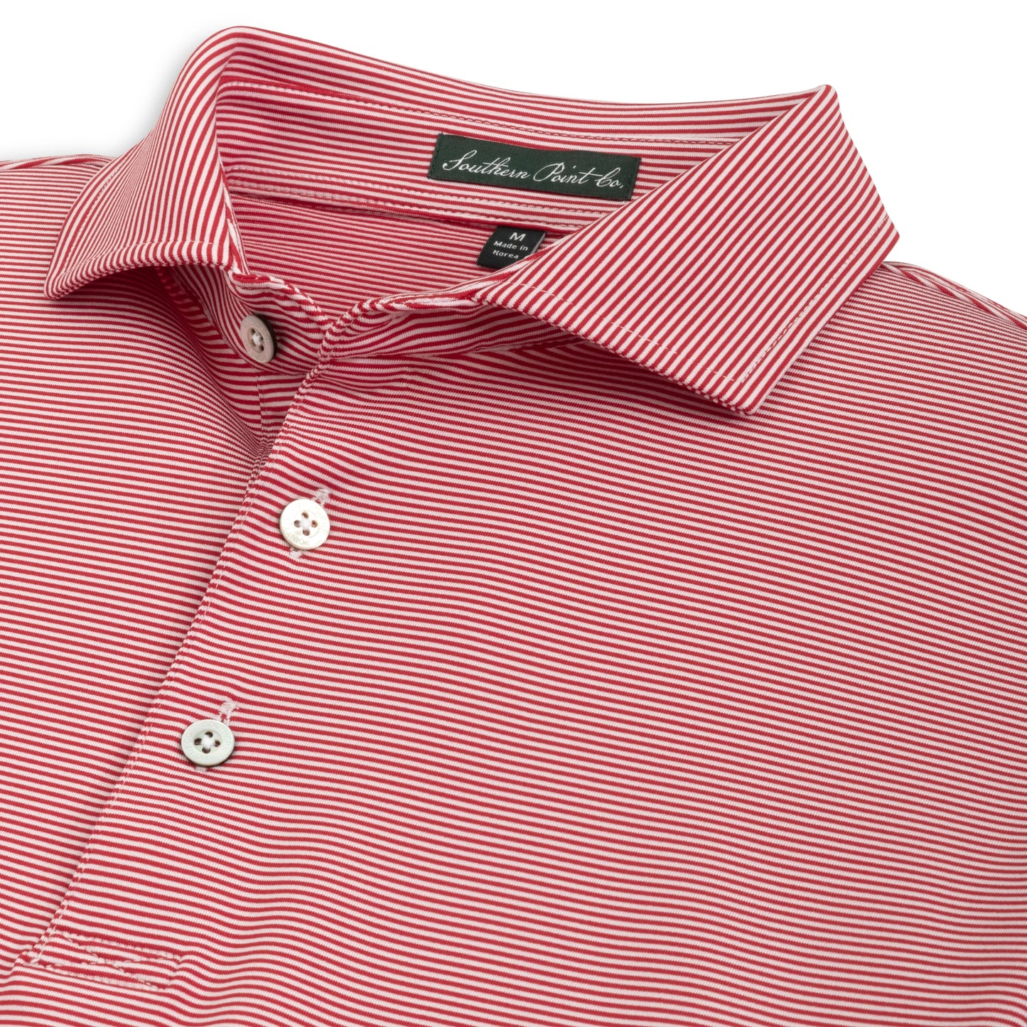 Hinton Stripe Polo - White and Crimson