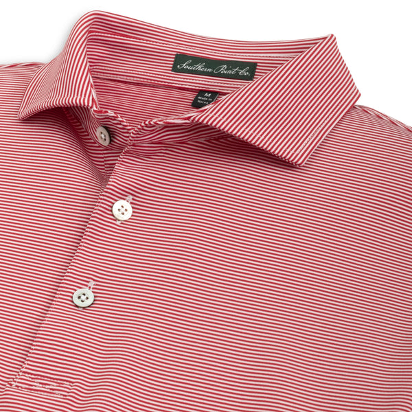 Hinton Stripe Polo - White and Crimson