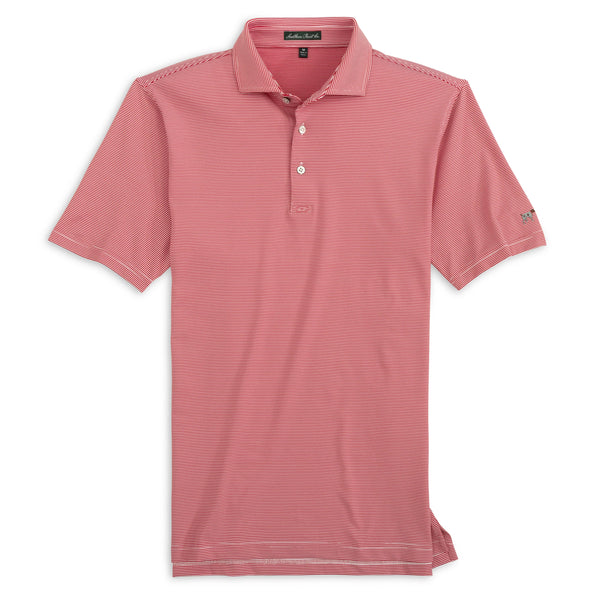 Hinton Stripe Polo - White and Crimson