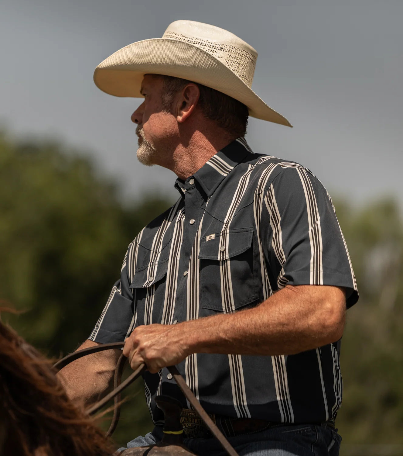 The Hatfield Short Sleeve Pearl Snap Shirt in Blue