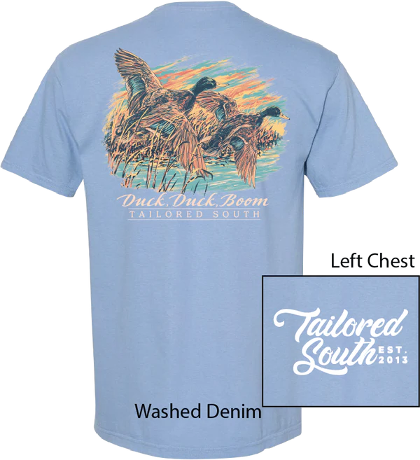 Ducks In Flight Tee - Washed Denim