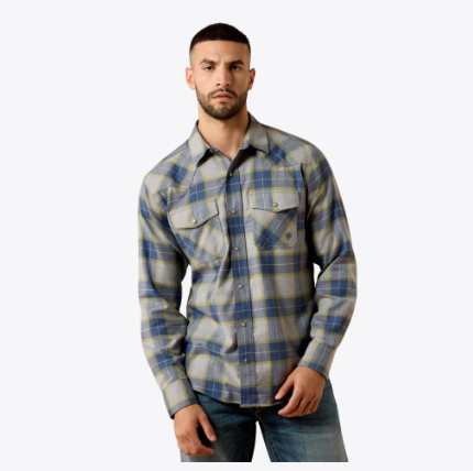 Retro Hiddleston Fitted Snap Shirt - GREY HEATHER PLAID
