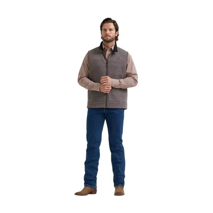 Wrangler Men's George Strait Knit Full Zip Pullover - Brown