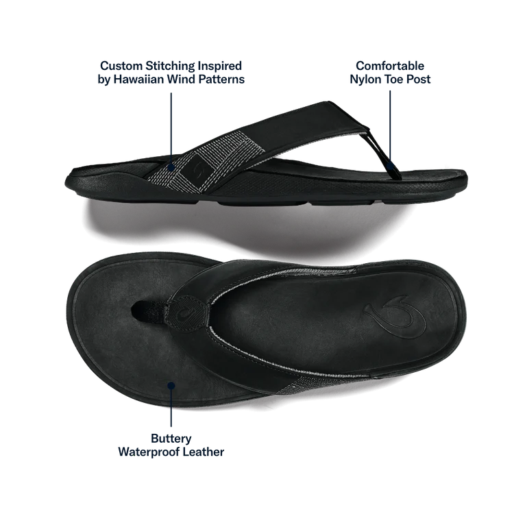 Men's Tuahine Waterproof Leather Sandal - Black