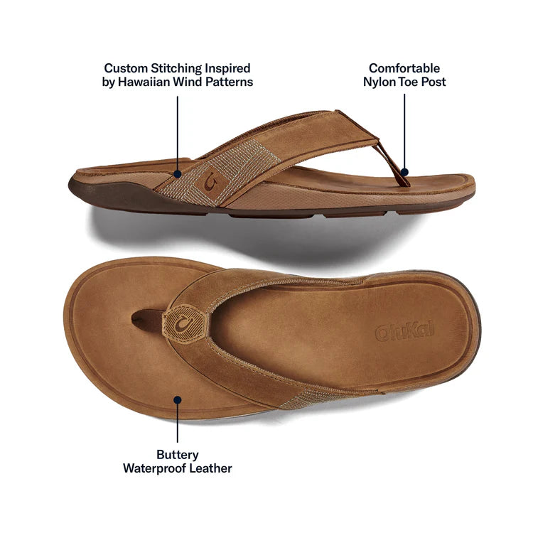 Tuahine Men's Waterproof Leather Sandals - Toffee & Toffee