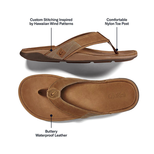 Tuahine Men's Waterproof Leather Sandals - Toffee & Toffee