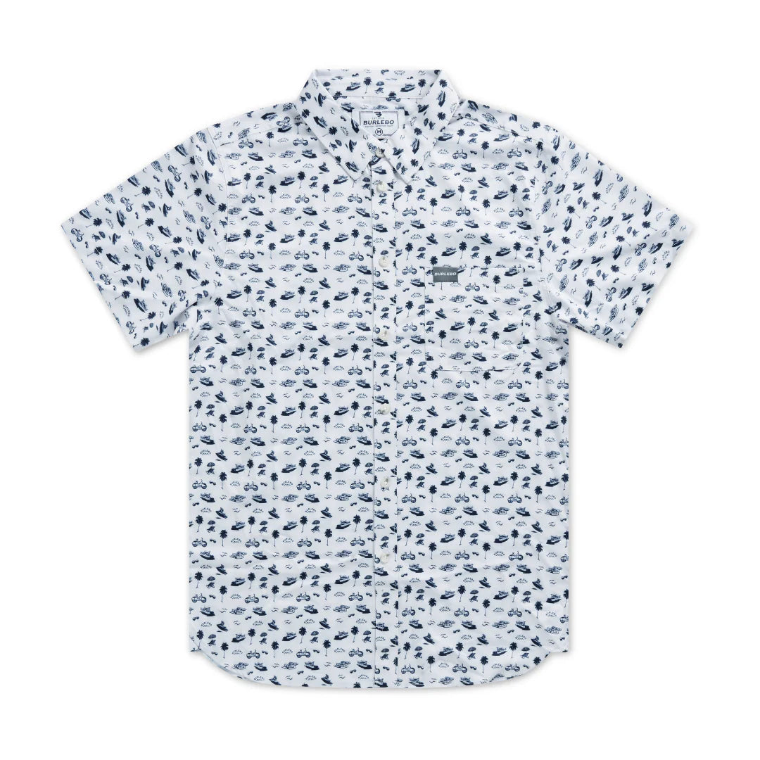 Performance Button Up - On The Water - Cream/Navy
