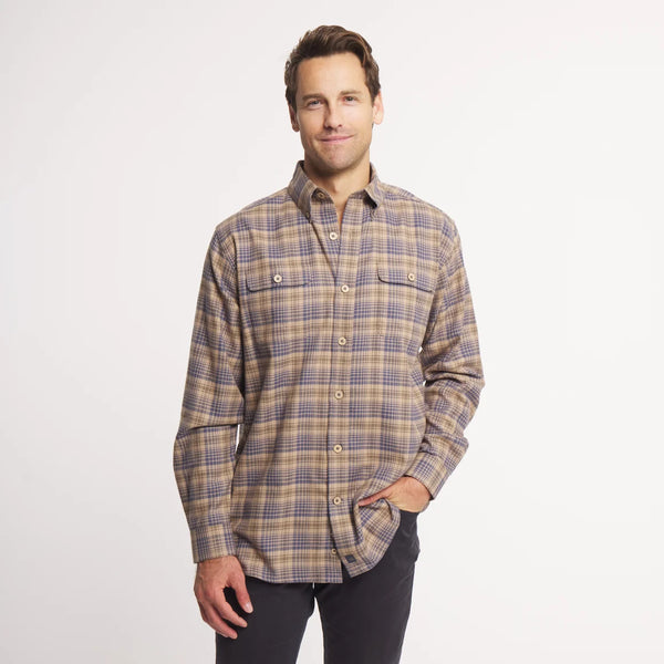 Myrtle Plaid Flannel Tee - Burnt Taupe & Slate