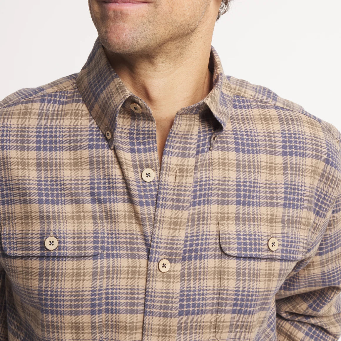 Myrtle Plaid Flannel Tee - Burnt Taupe & Slate