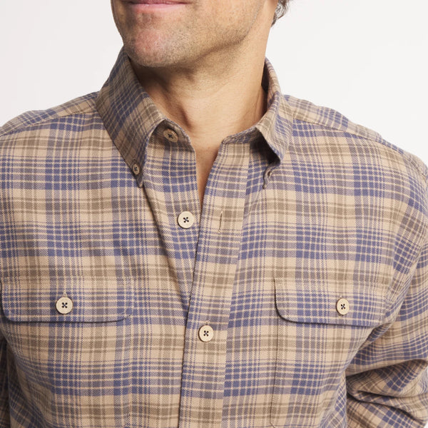 Myrtle Plaid Flannel Tee - Burnt Taupe & Slate
