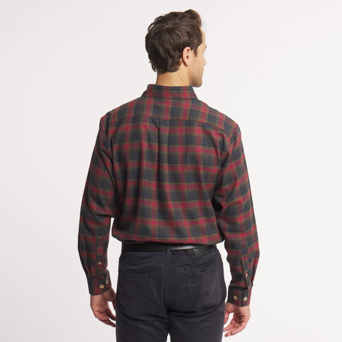 Myrtle Plaid Flannel Tee - Dark Olive & Navy Flannel