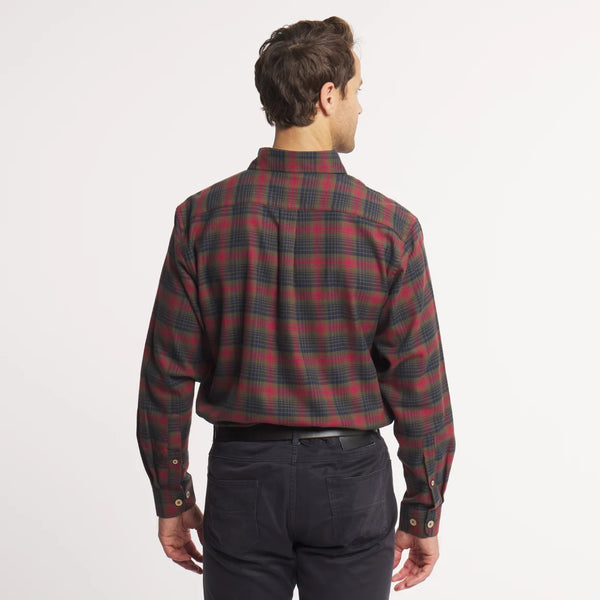 Myrtle Plaid Flannel Tee - Dark Olive & Navy Flannel