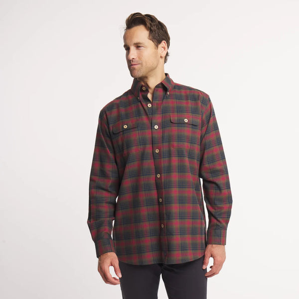 Myrtle Plaid Flannel Tee - Dark Olive & Navy Flannel