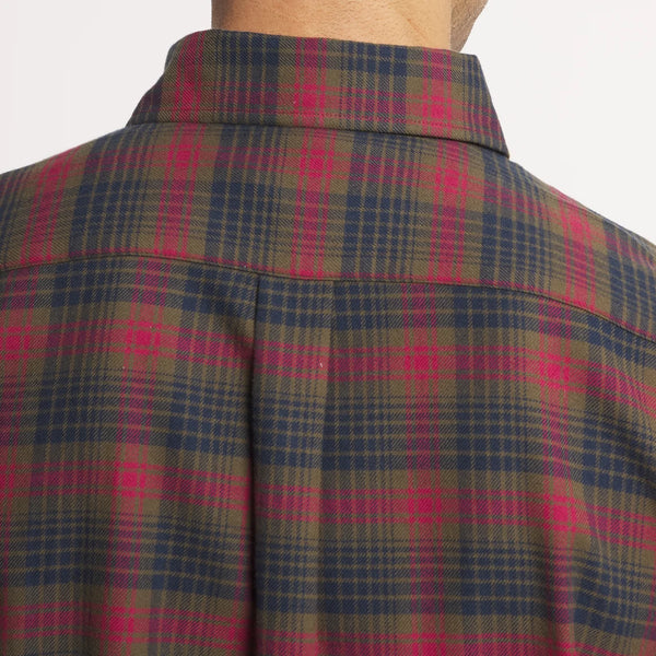Myrtle Plaid Flannel Tee - Dark Olive & Navy Flannel