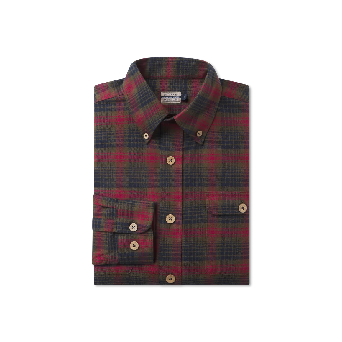 Myrtle Plaid Flannel Tee - Dark Olive & Navy Flannel