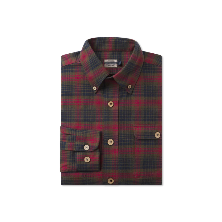 Myrtle Plaid Flannel Tee - Dark Olive & Navy Flannel