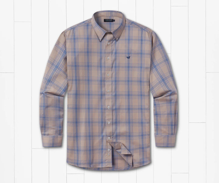 Tupelo Windowpane Dress Shirt - Taupe/French Blue